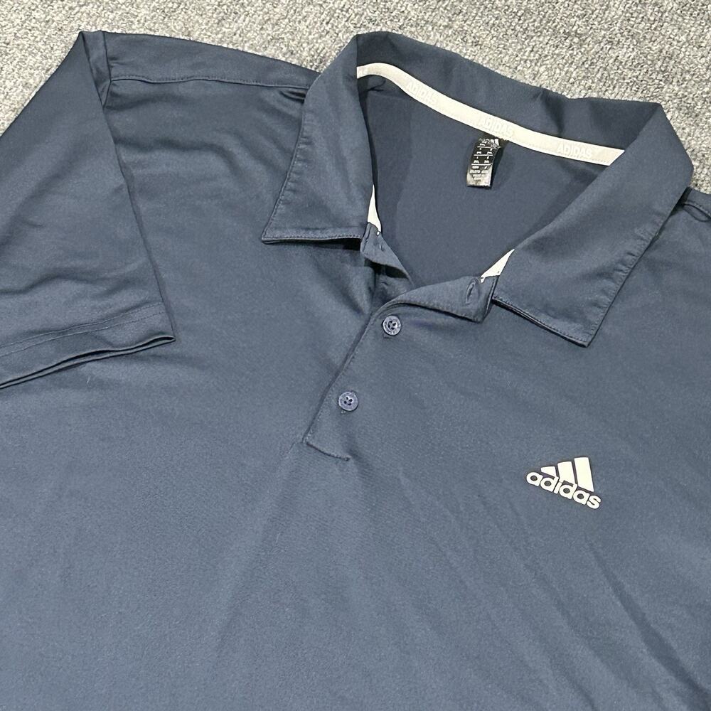 Adidas Golf Polo Men’s 2XL Navy Blue Solid Performance Short Sleeve Shirt
